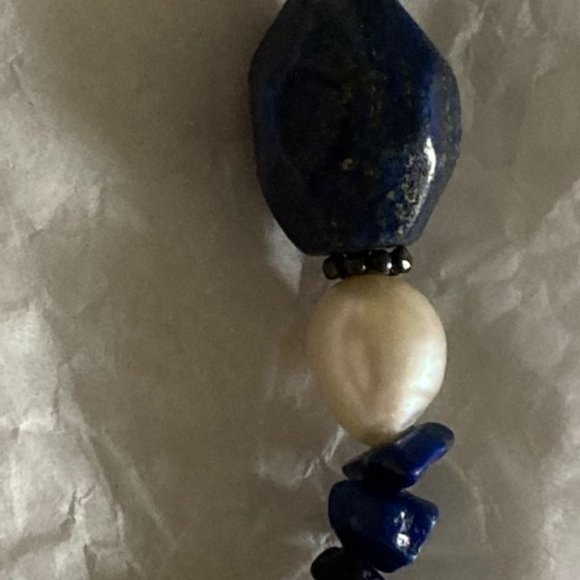 Lapis & Cultured pearl bracelet - Picture 3 of 4